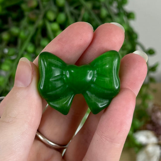 Dark Green Cats Eye Bow