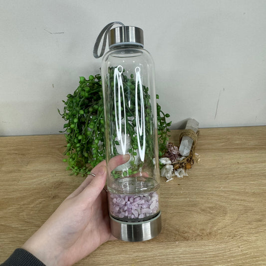 Kunzite Chip Glass Drink Bottle