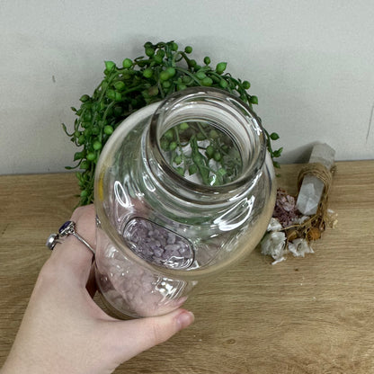 Kunzite Chip Glass Drink Bottle