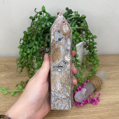Mexican Crazy Lace Agate Tower (999A)