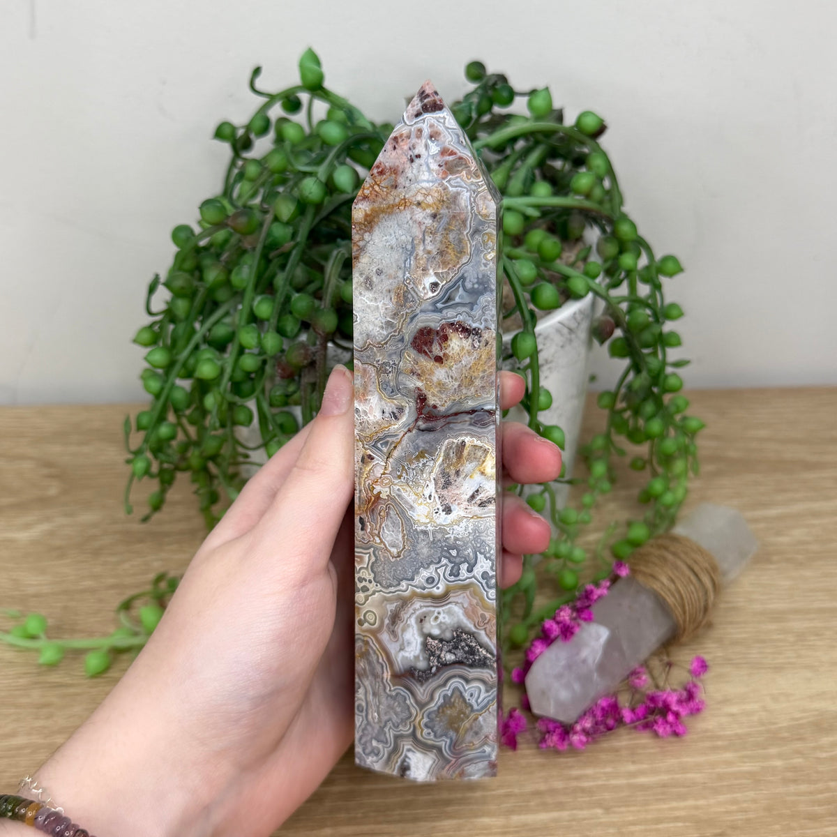 Mexican Crazy Lace Agate Tower (999A)