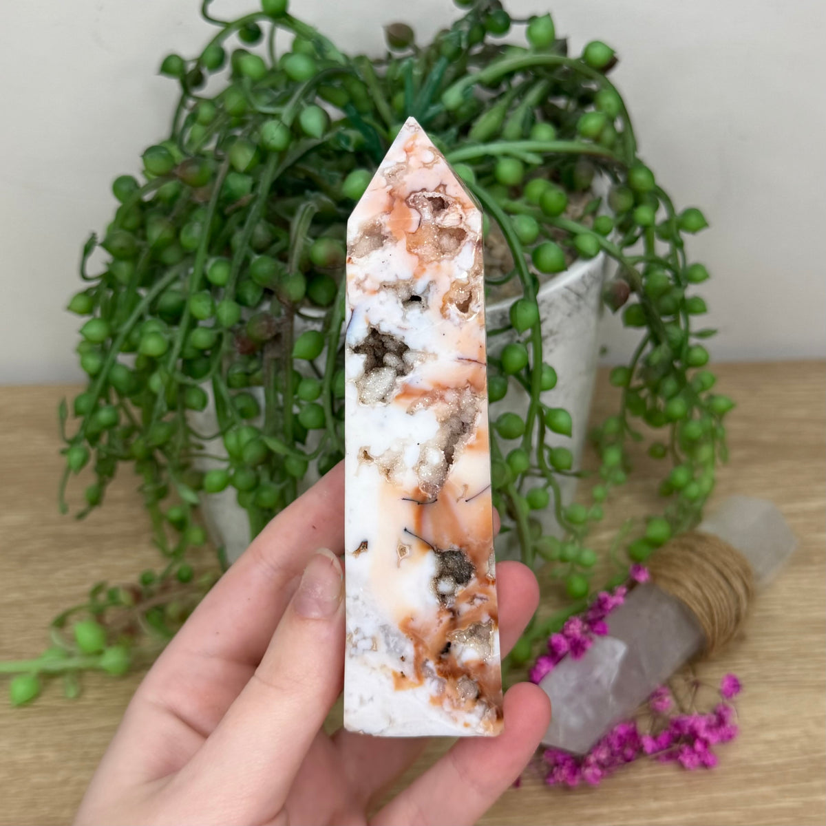 Pink Plume Agate Point (218B)
