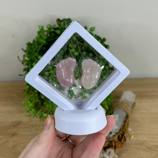 Rose Quartz Baby Feet In Case (R82)