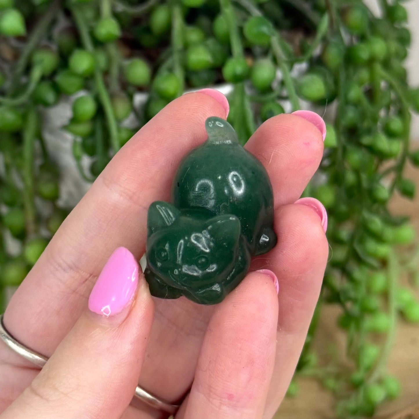 Green Aventurine Small Stretching Cat