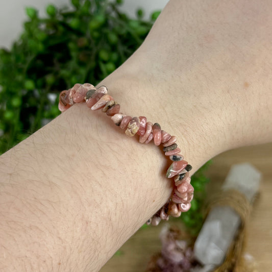 Rhodochrosite Chip Bracelet (Q855) (Q854)