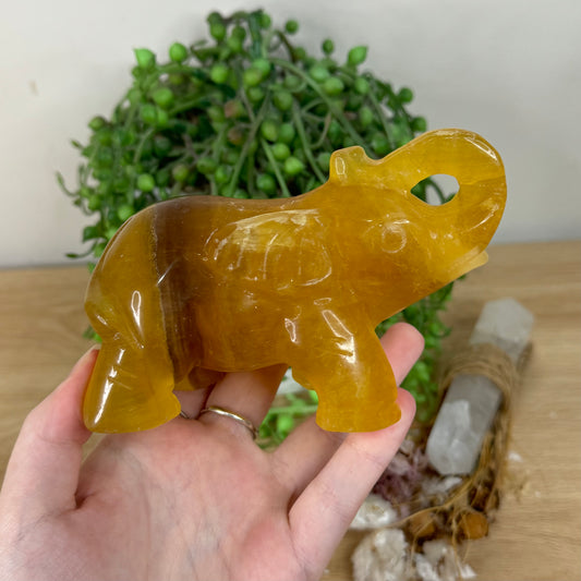 Yellow Fluorite Elephant (R185)