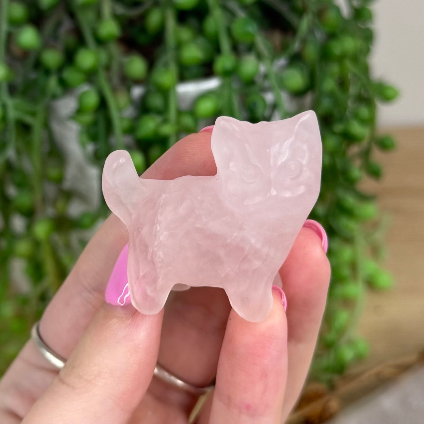 Rose Quartz Standing Cat