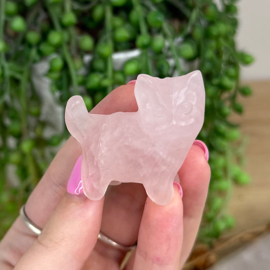 Rose Quartz Standing Cat