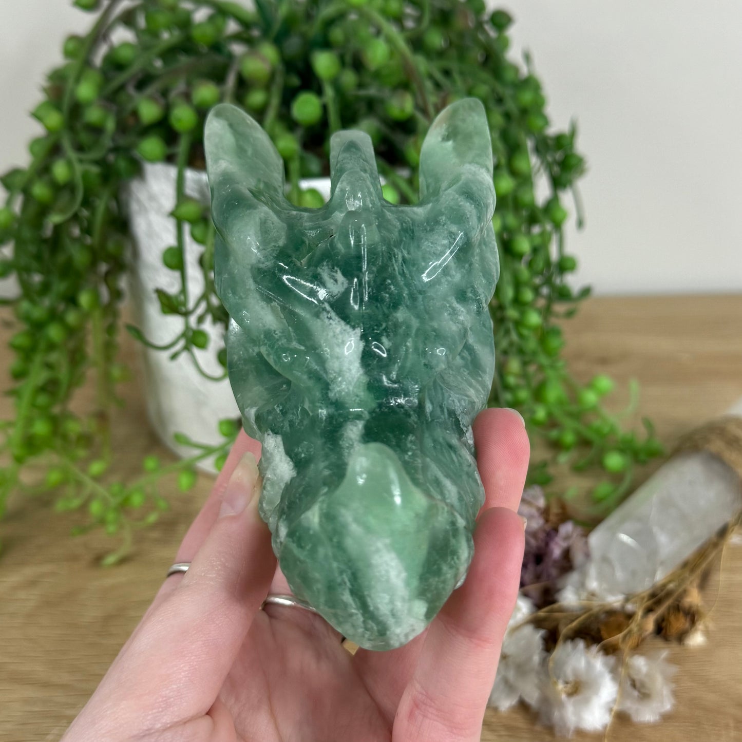 Green Feather Fluorite Dragon Head (N246)