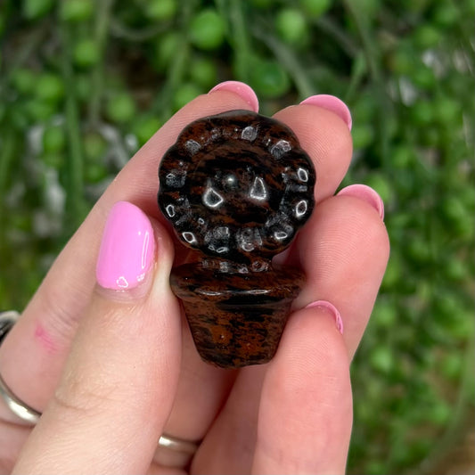 Mahogany Obsidian Small Flower Pot 1