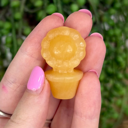 Yellow Calcite Small Flower Pot