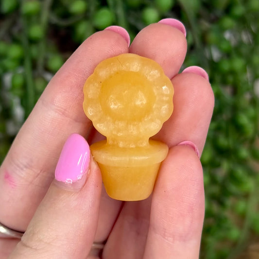 Yellow Calcite Small Flower Pot