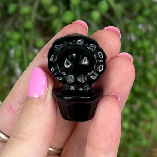 Black Obsidian Small Flower Pot