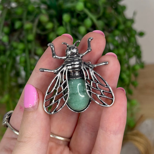 Green Aventurine Bee Brooch (X268)