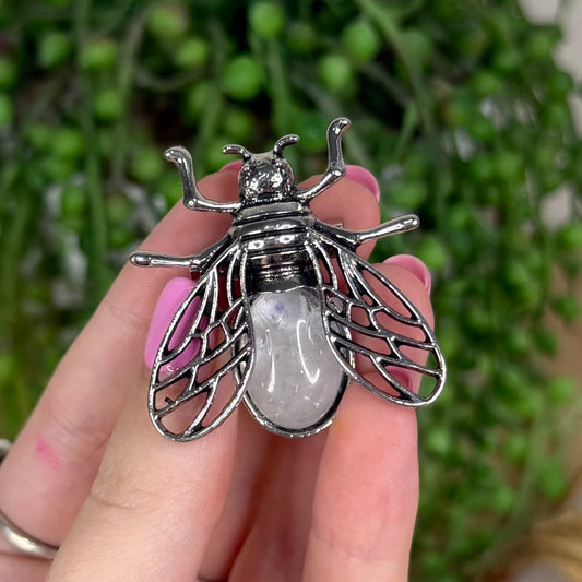 Clear Quartz Bee Brooch (X271)