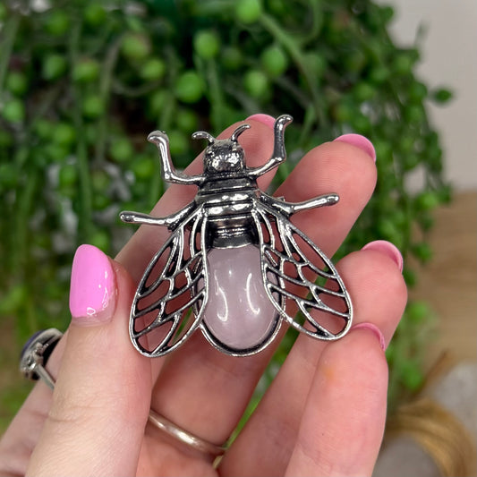 Rose Quartz Bee Brooch (X264)
