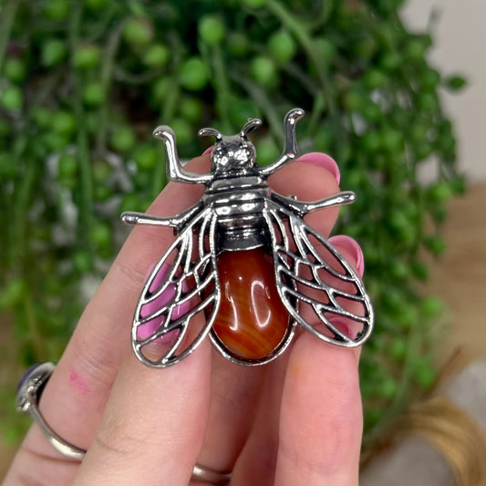 Carnelian Bee Brooch (X270)