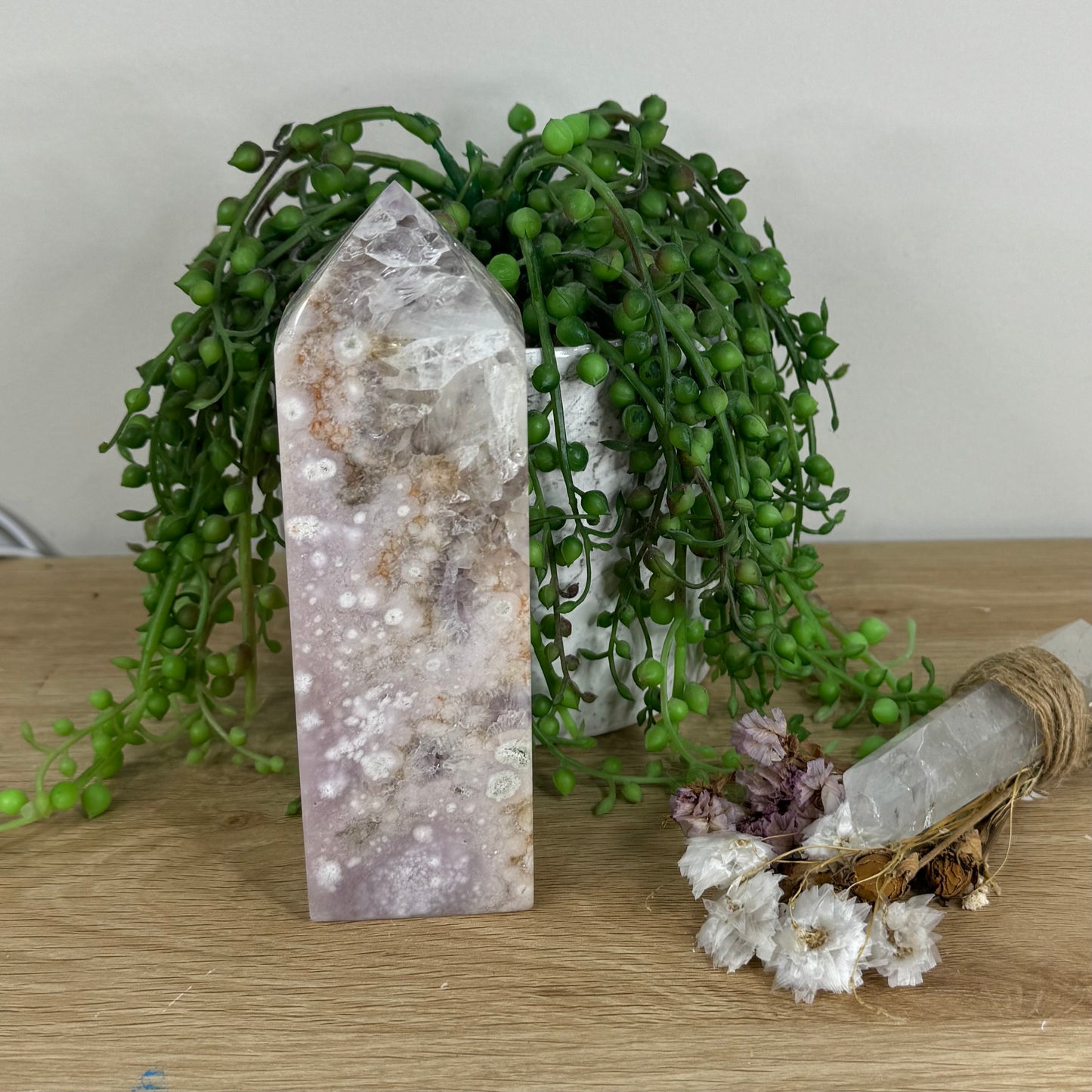 Pink Amethyst / Flower Agate Tower (I360)