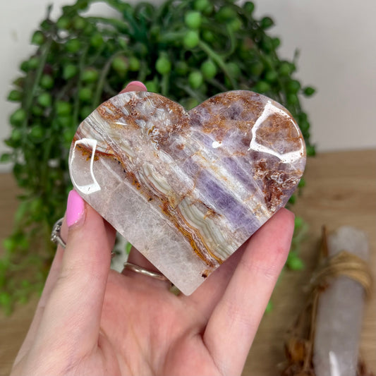 Amethyst / Mexican Crazy Lace Agate Heart (X223)