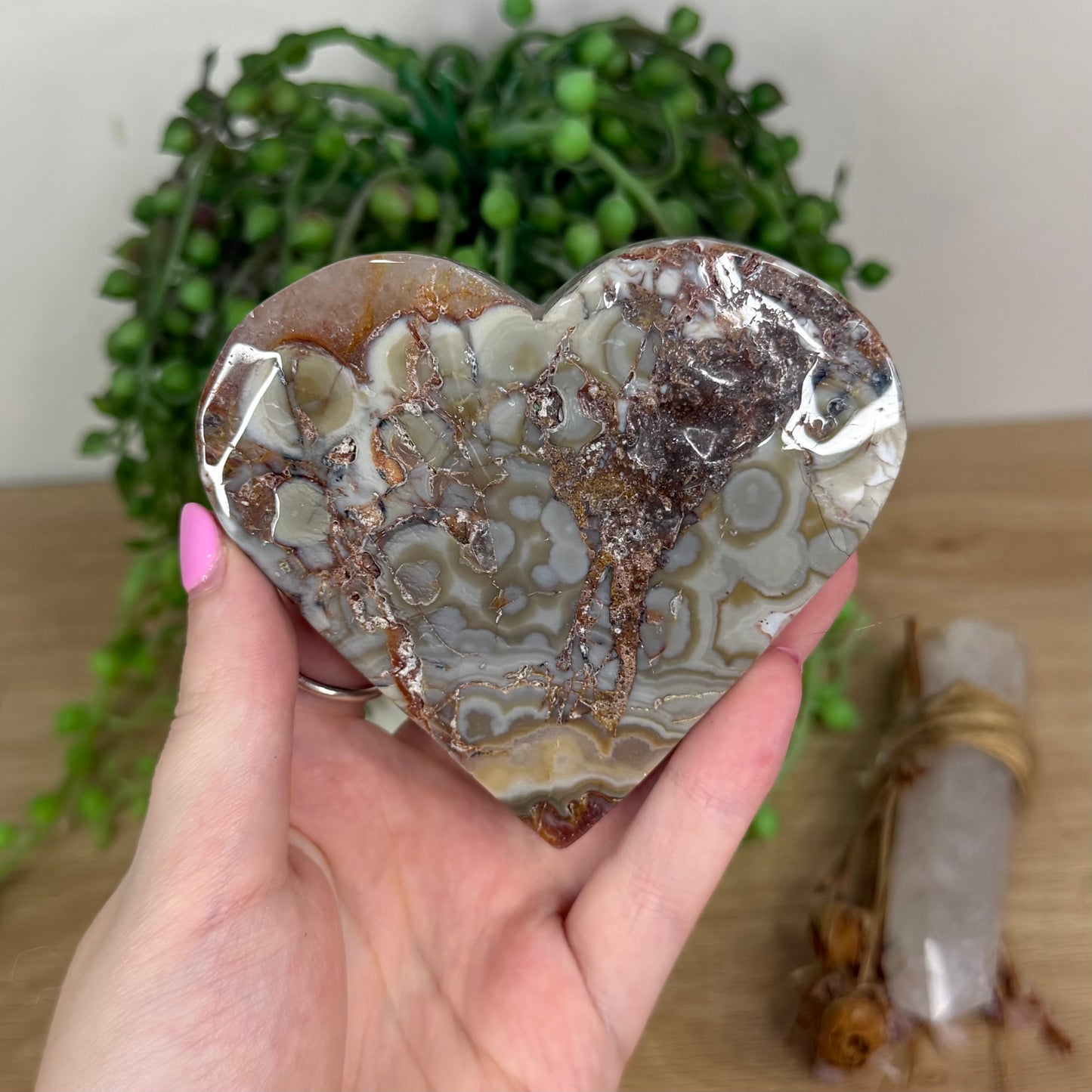 Amethyst / Mexican Crazy Lace Agate Heart (X225)