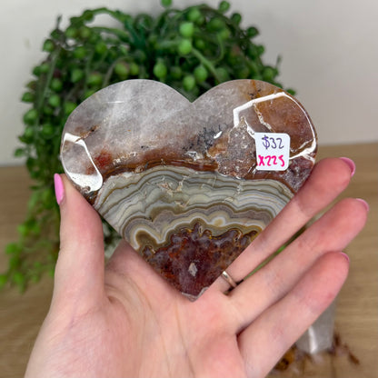 Amethyst / Mexican Crazy Lace Agate Heart (X225)