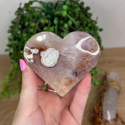 Amethyst / Mexican Crazy Lace Agate Heart (X222)