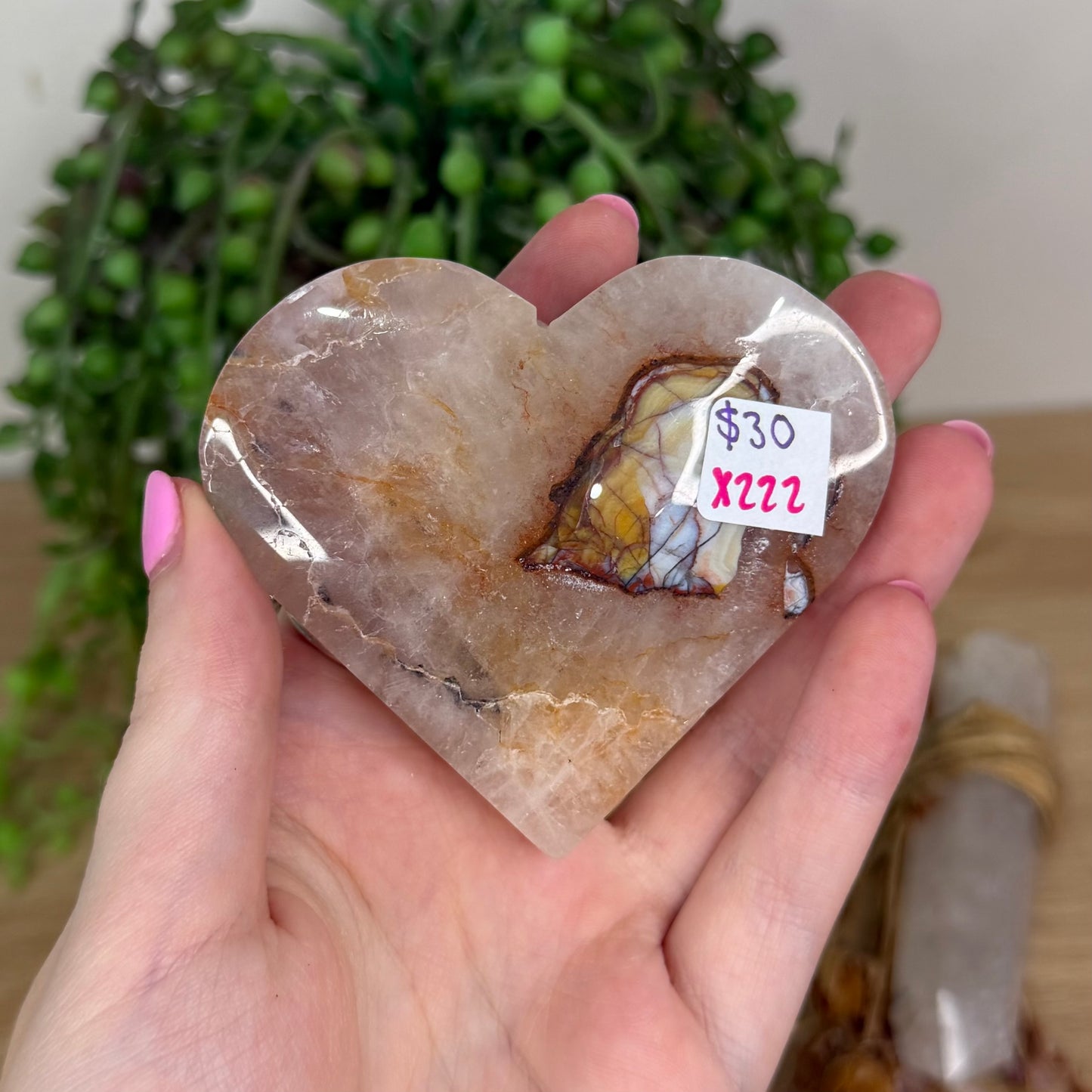 Amethyst / Mexican Crazy Lace Agate Heart (X222)