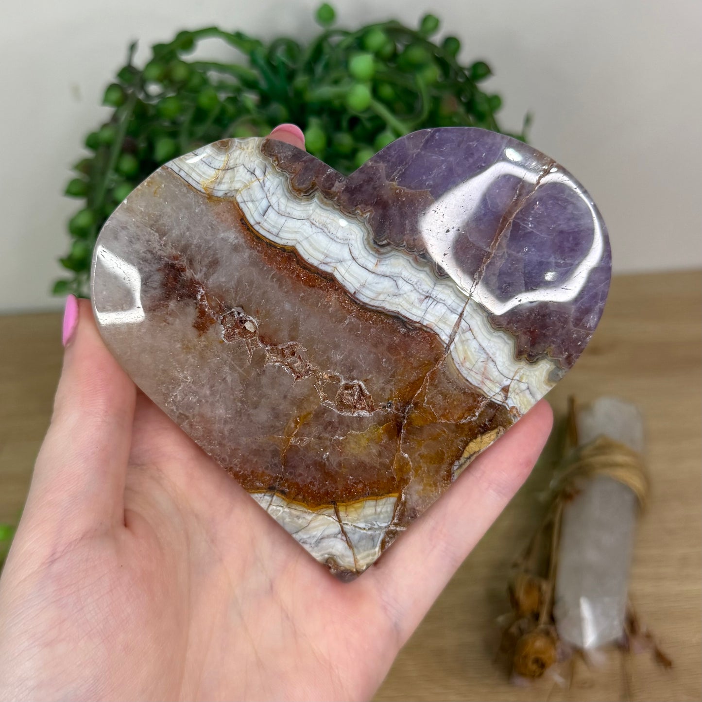 Amethyst / Mexican Crazy Lace Agate Heart (X226)