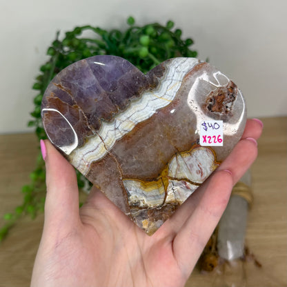 Amethyst / Mexican Crazy Lace Agate Heart (X226)
