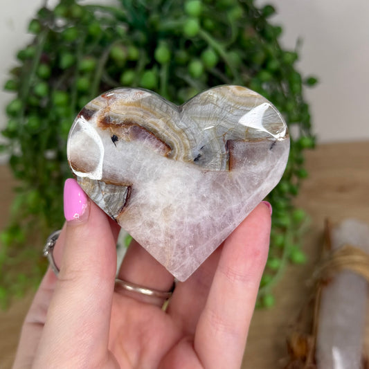 Amethyst / Mexican Crazy Lace Agate Heart (X217)