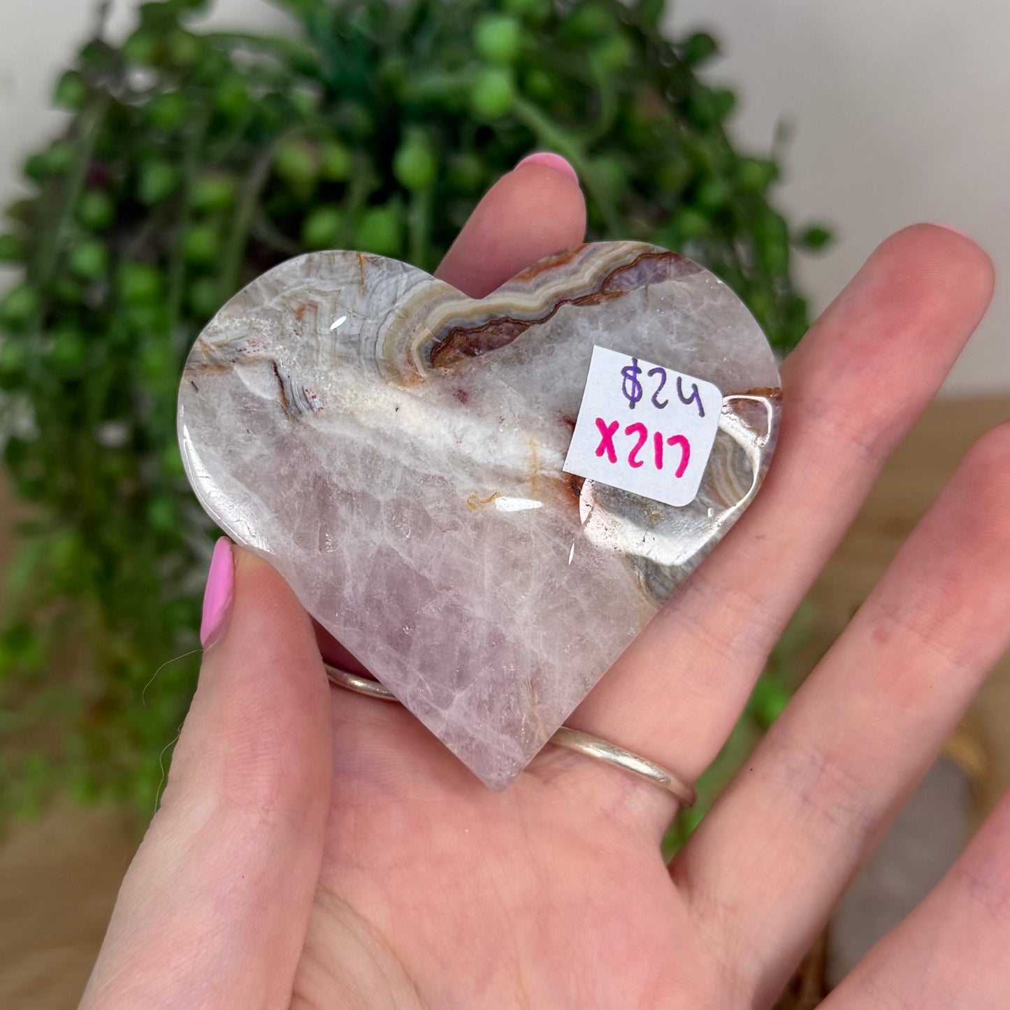 Amethyst / Mexican Crazy Lace Agate Heart (X217)