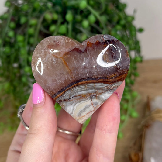 Amethyst / Mexican Crazy Lace Agate Heart (X218)