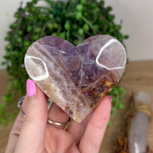 Amethyst / Mexican Crazy Lace Agate Heart (X221)