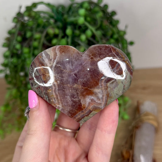 Amethyst / Mexican Crazy Lace Agate Heart (X219)