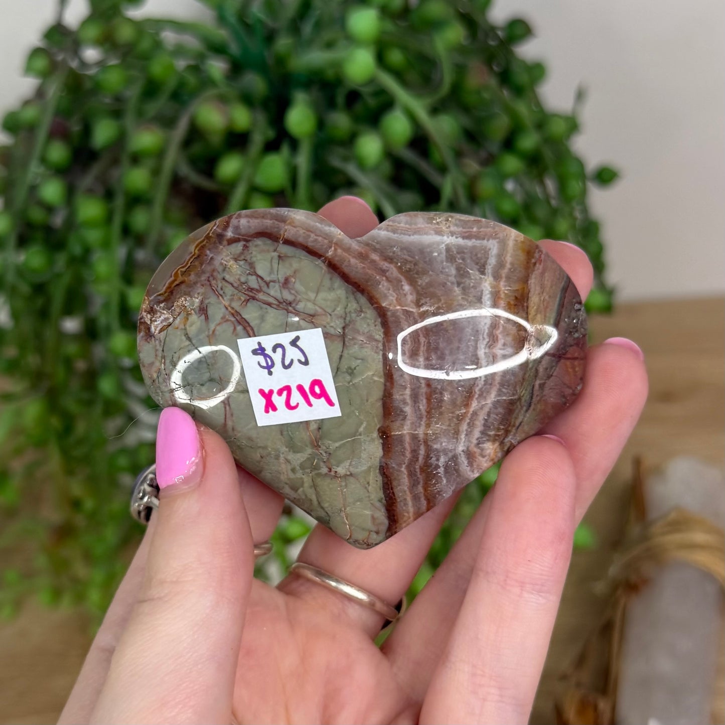 Amethyst / Mexican Crazy Lace Agate Heart (X219)