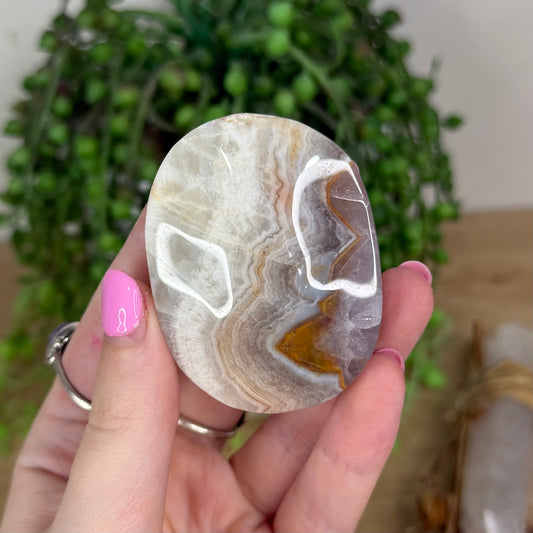 Amethyst / Mexican Crazy Lace Agate Palm Stone (X214)