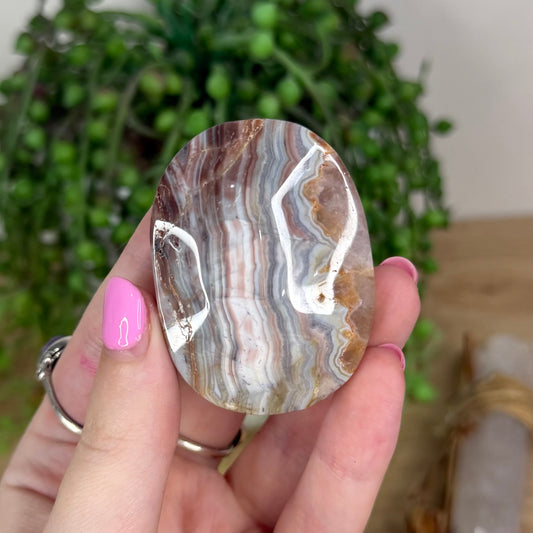 Amethyst / Mexican Crazy Lace Agate Palm Stone (X208)