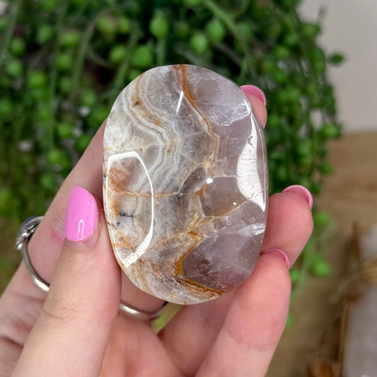 Amethyst / Mexican Crazy Lace Agate Palm Stone (X213)