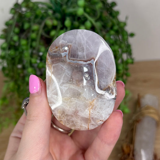 Amethyst / Mexican Crazy Lace Agate Palm Stone (X215)