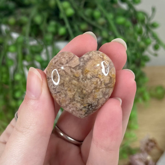 Golden Flower Agate Heart (R383)