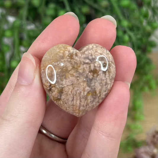 Golden Flower Agate Heart (R377)