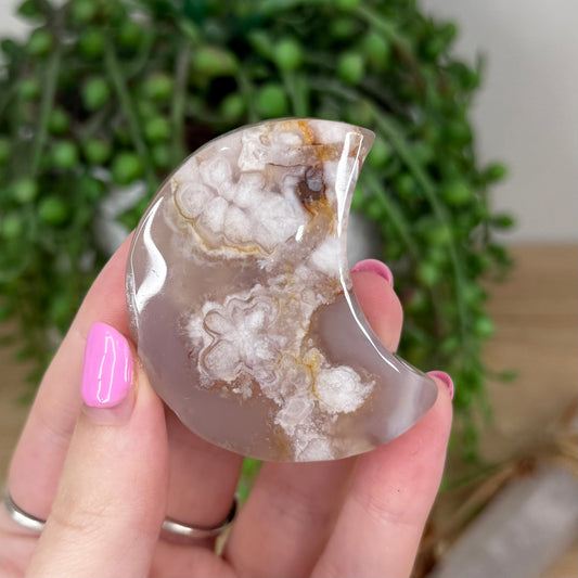 Flower Agate Moon (X474)
