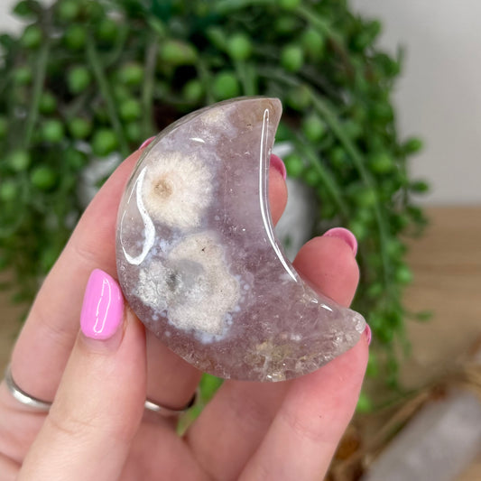 Amethyst / Flower Agate Moon (X485)