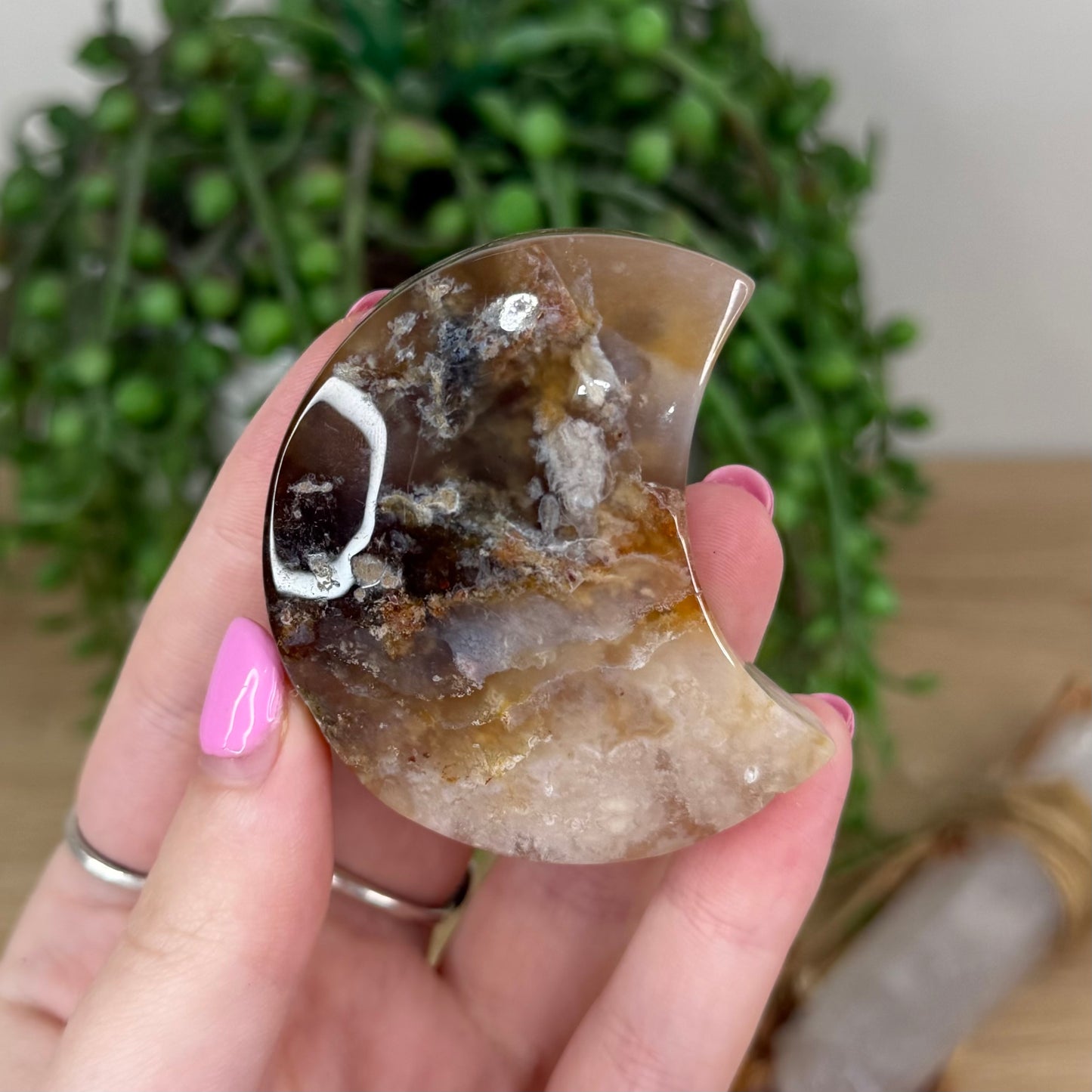 Flower Agate Moon (X483)