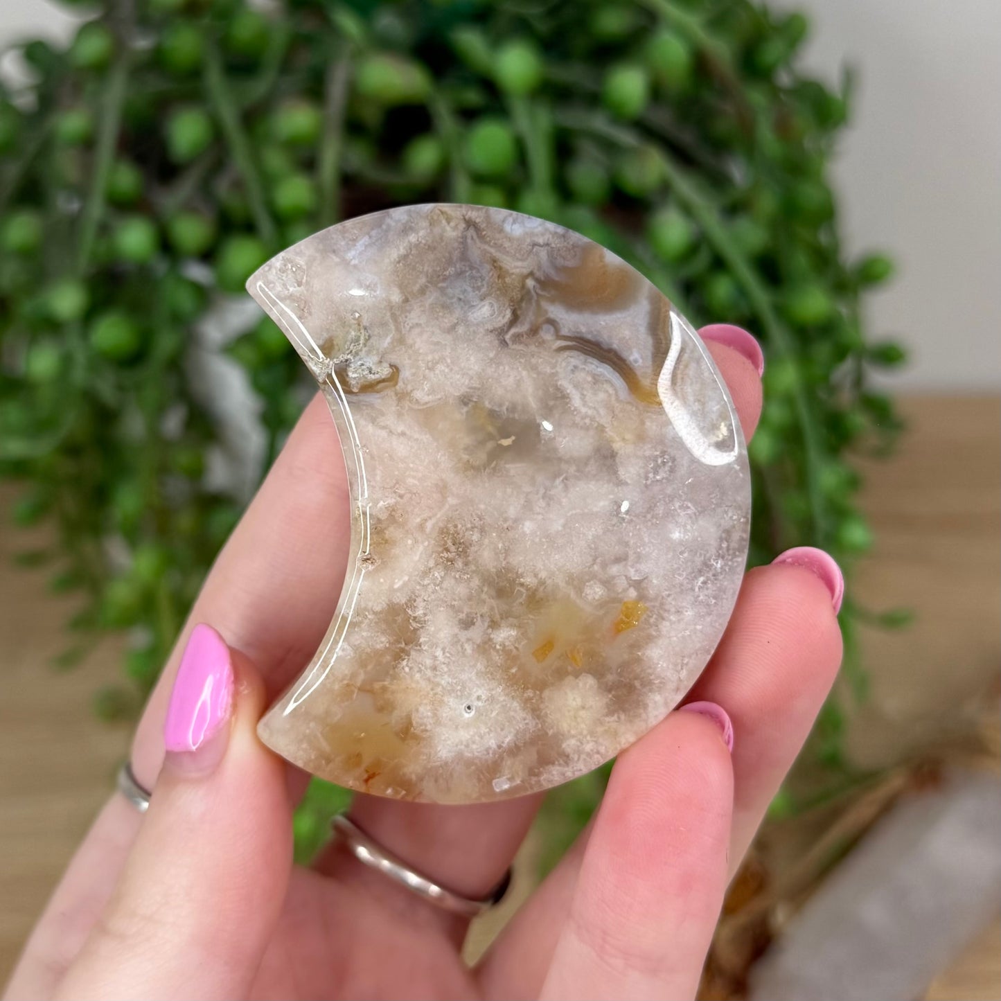 Flower Agate Moon (X483)