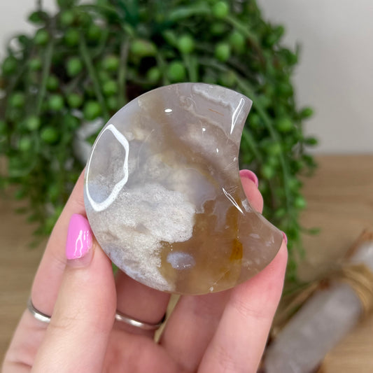 Flower Agate Moon (X481)