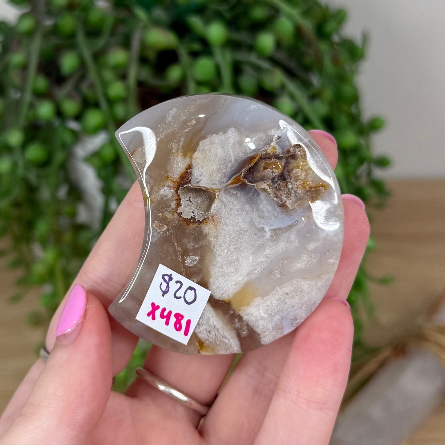 Flower Agate Moon (X481)