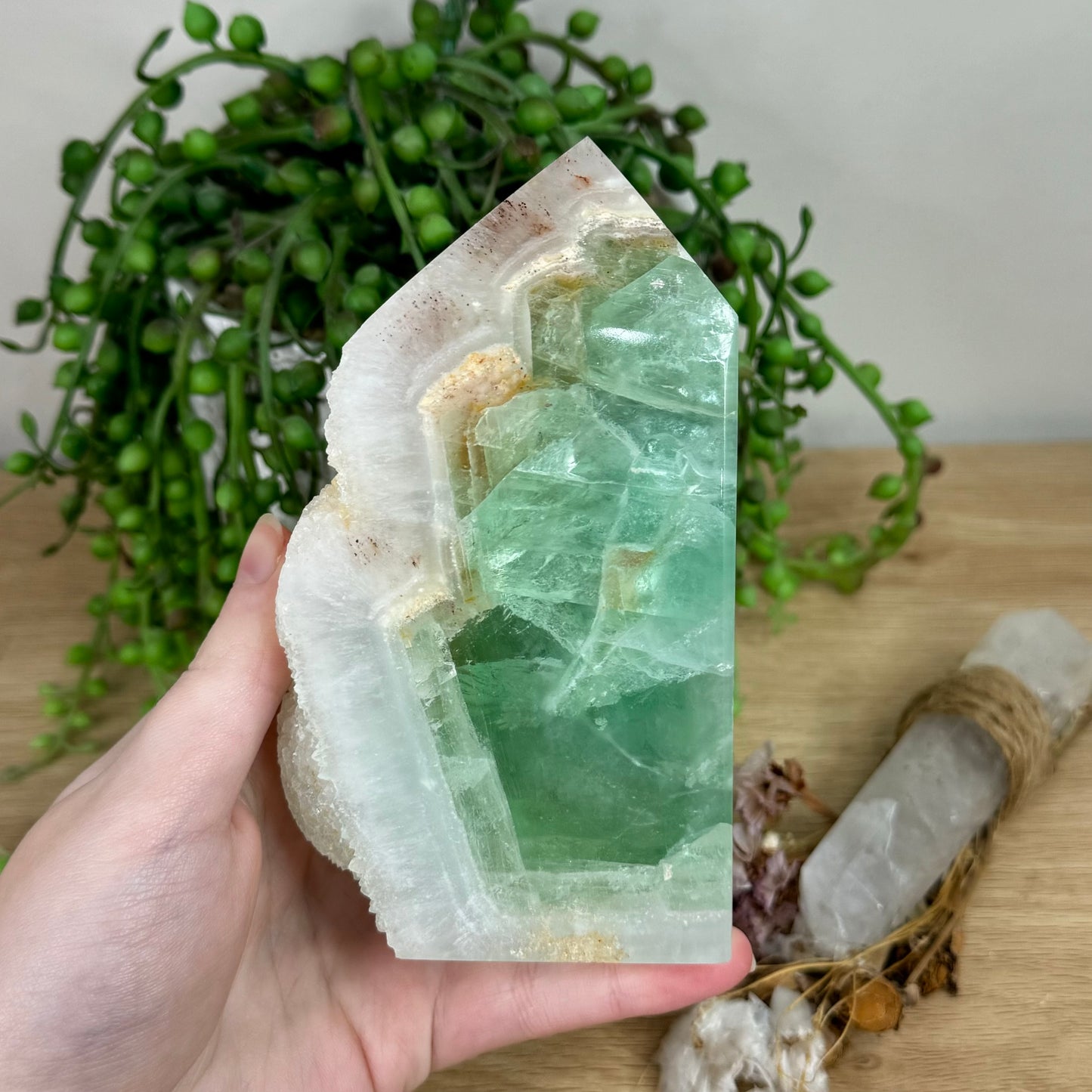 Green Sugar Fluorite Tower (R541)