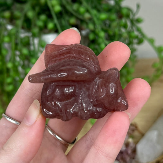 Strawberry Quartz Angel Cat (R458)