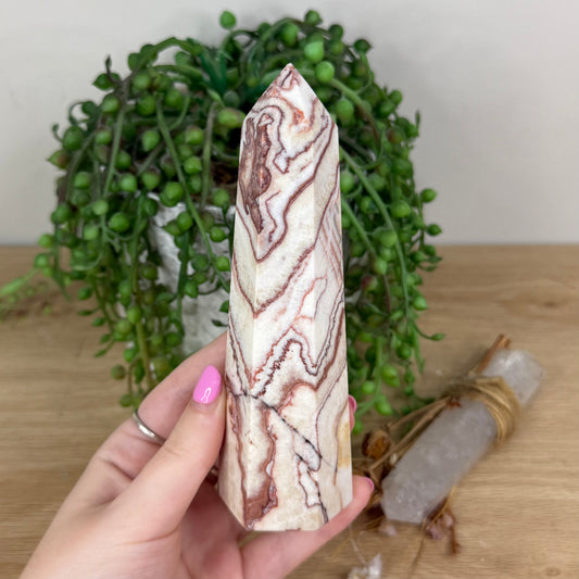 Red Banded Calcite Tower (X420)